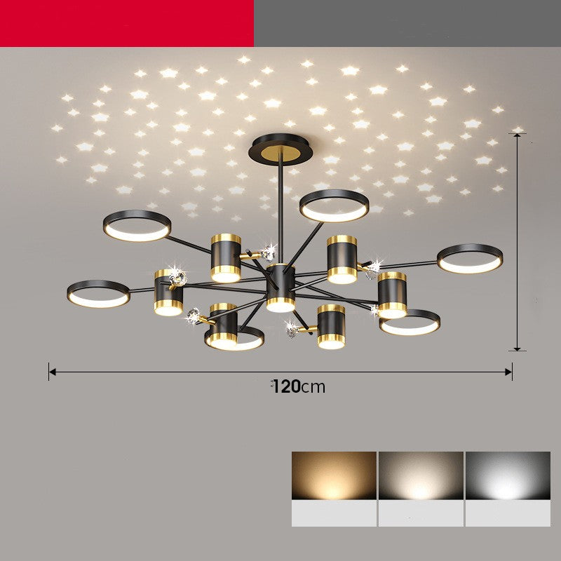 Light Luxury Chandelier Nordic Star Lamp Combination with elegant design and LED lights, measuring 120cm.